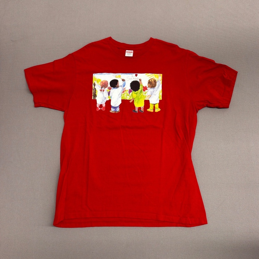 Supreme I Love Satan Kids Graphic T-Shirt Red Mens Large Streetwear Tee